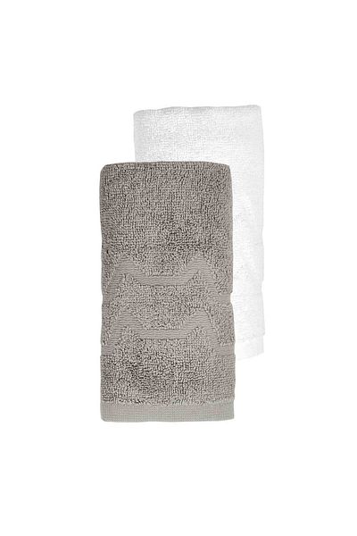 Hibboux Vogue Double Hand Towel Set - White&Iron