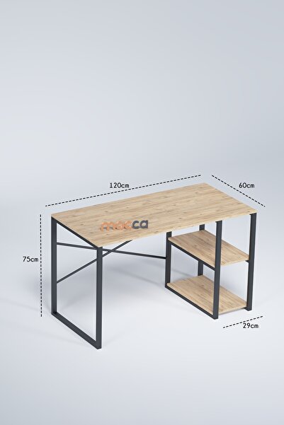 Mocca Style Mocca 60x120 Cm Raflı Çalışma Masası Bilgisayar Masası Ofis Ders Yemek Masası Çam