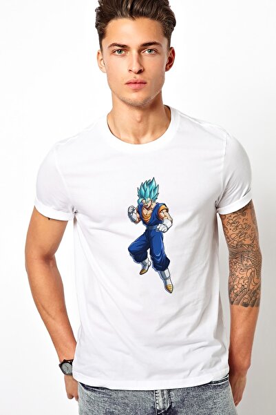 QIVI Anime Dragon Ball Z Štampano bela muška Pleteno majica