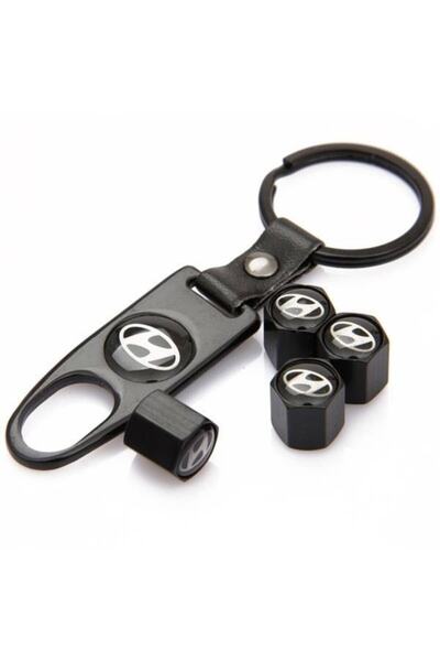 GARDENAUTO سلسلة مفاتيح معدنية من Hyundai Starex ومجموعة من 4 أغطية صمامات معدنية