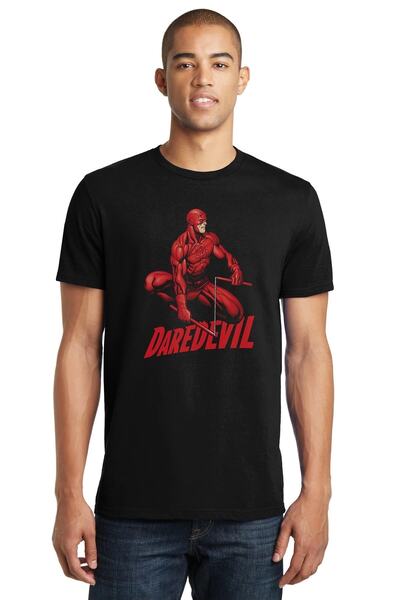 QIVI Daredevil Štampano crna muška Pleteno majica