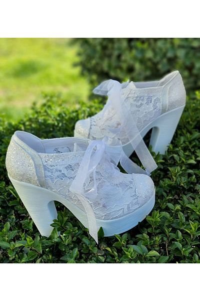 Ayakkabı Tutkusu Stilo ® Pantofi de mireasa din dantela cu toc de 14 cm