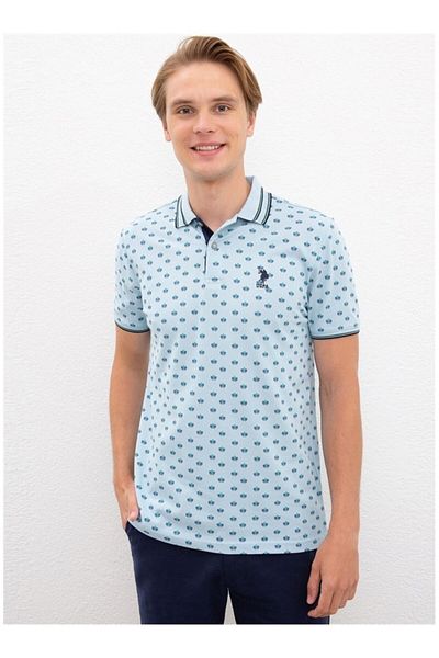U.S. Polo Assn. Ανδρικό μπλουζάκι μπλε πόλο με λαιμόκοψη