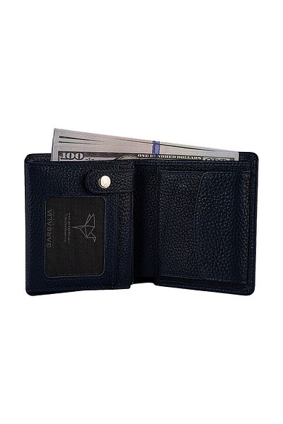 Garbalia Genuine Leather Dark Blue Men's Money Portfolio with Coin Compartment