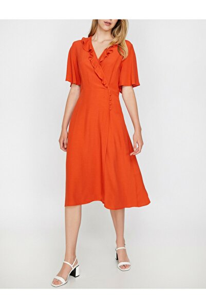 Koton Rotes Kleid mit Rüschen für Damen 0KAK82431UW