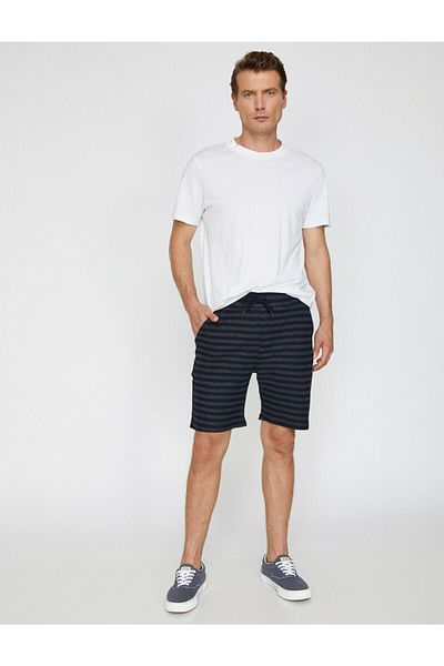Koton Striped Patterned Fabric Shorts with Pockets