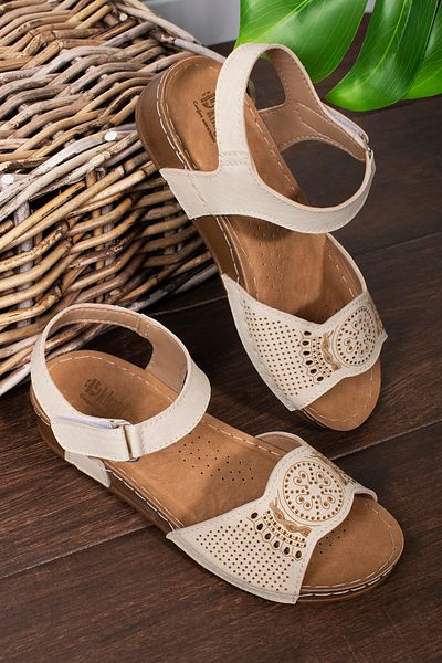 Khayt Women's Beige Wales Anatomical Orthopedic Daily Sandals