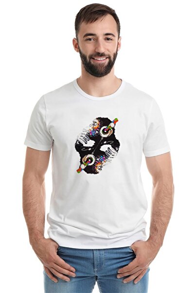 QIVI Dj Monkey Štampano bela muška Pleteno majica