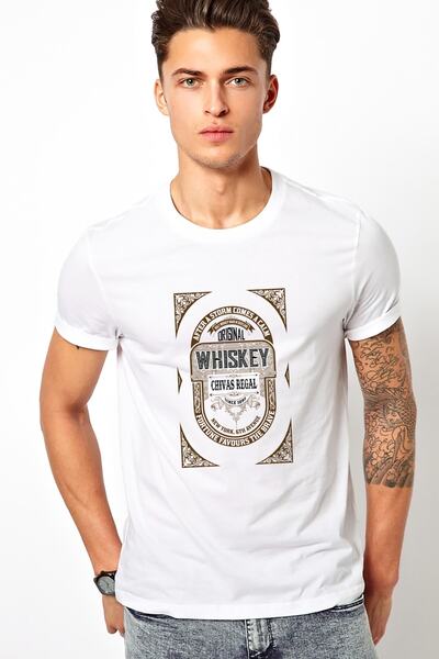 QIVI Kockanje Novac Viski Štampano Bela muška Pleteno majica T-shirt majica