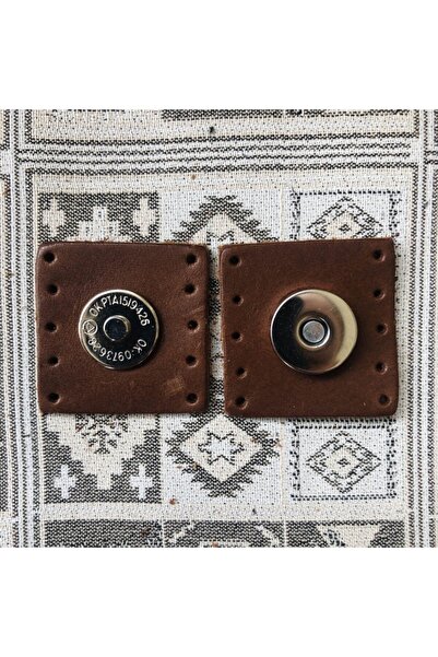 Alfa Tasarım Ασημί Μαγνητικό Τετράγωνο Κούμπωμα Τσάντας από Γνήσιο Δέρμα - Χρ...