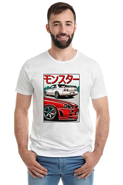 QIVI Nissan Skyline GTR R32 & R34 Štampano bela muška Pleteno majica