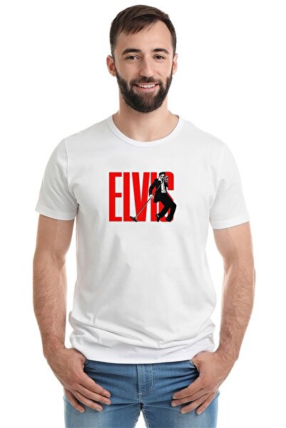 QIVI Elvis Presley Legenda Metal Rok Štampano Bela Muška Pleteno Majica T-shi...
