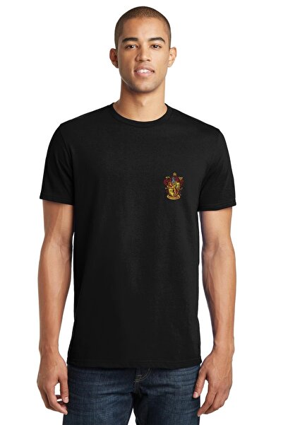 QIVI Tricou tricotat pentru bărbați, negru, imprimat Hp Gryffindor