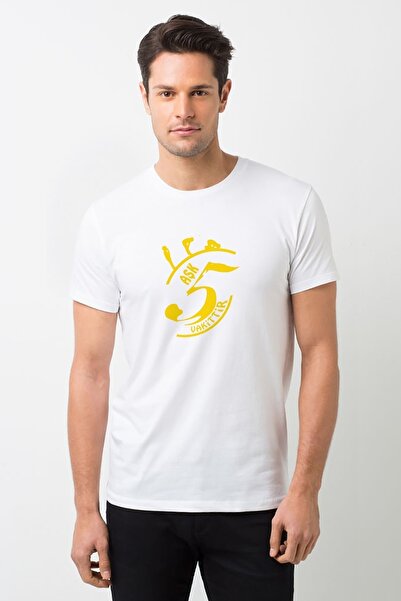 QIVI Love is 5 Times Printed White Tricou Tricou Tricou Tricou Tricou Tricou ...