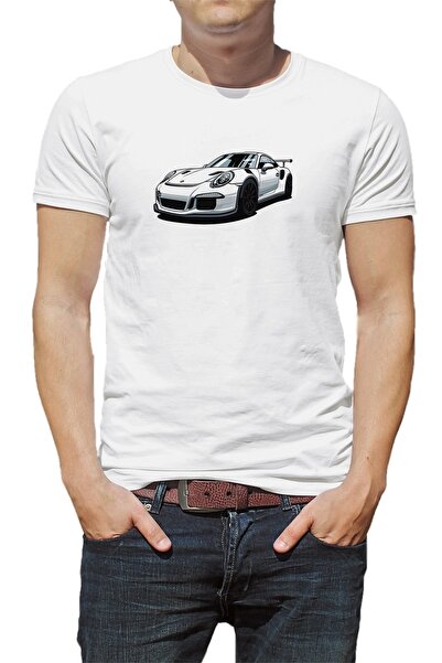 QIVI Porsche GT3 RS 991 Štampano bela muška Pleteno majica