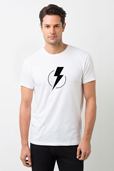 QIVI Flash Lightning Štampano bela muška Pleteno majica