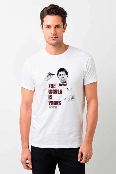 QIVI Scarface The World Štampano Bela muška Pleteno majica