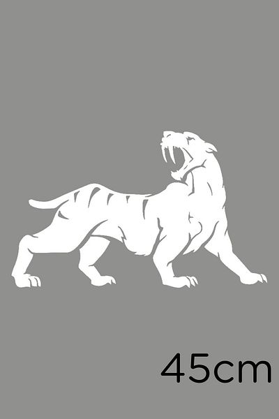 MIGNATIS Autocolant Tigru Roar care se rotește înapoi 45 Cm - Alb