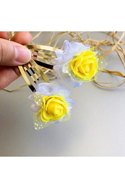 seyranat Комплект от 2 висококачествени жълти клипса с цветя