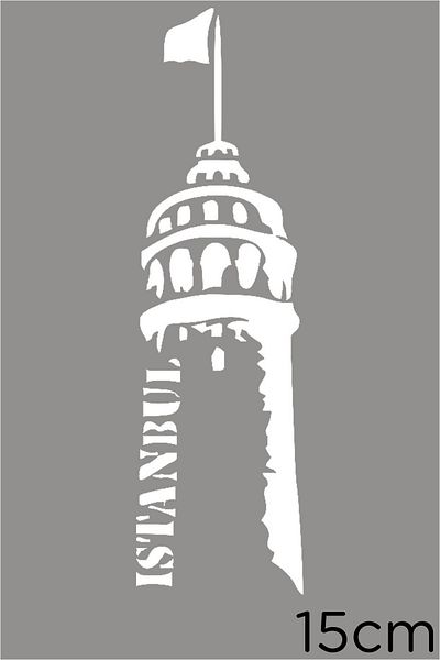 MIGNATIS Autocolant de perete Turnul Galata din Istanbul Europa 15cm - Alb