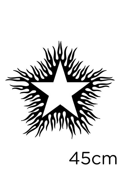 MIGNATIS Autocolant Army Star de 45 cm cu efect de ardere a focului - negru