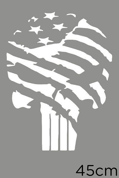 New Jargon Autocolant Steagul American și Punisher Lipire 45cm - Alb