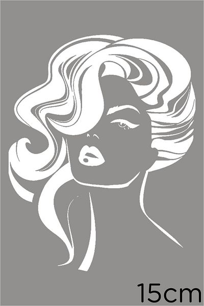 New Jargon Autocolant Vector Față Femeie Vintage Moda și Păr Lipire 15cm - Alb