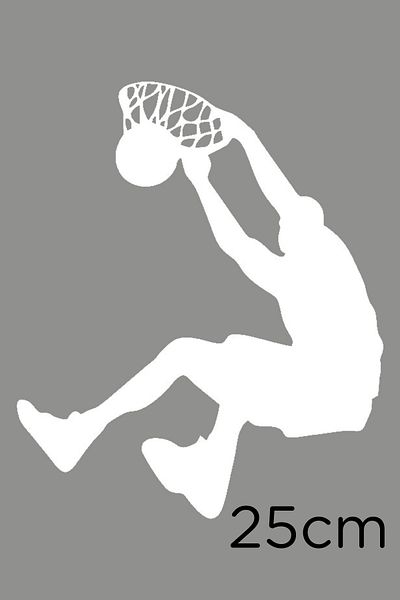 New Jargon Autocolant pentru jucător de baschet Dunking cu două mâini 25 cm - alb