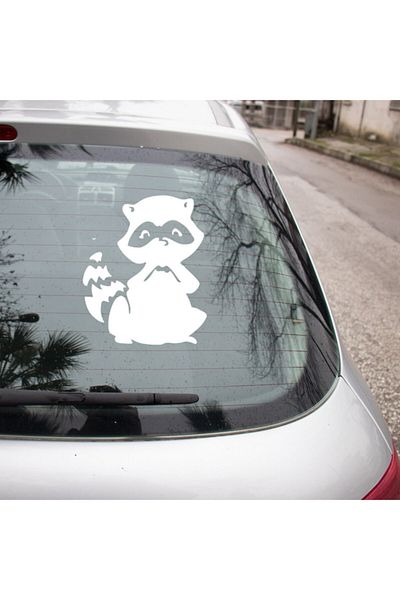New Jargon Autocolant creativ drăguț cu raton pentru pastă auto 45 cm - alb