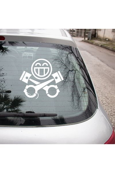 New Jargon Pastă autocolantă cu icoană pentru mașină și motor fericit 25 cm - alb