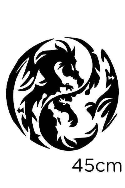 New Jargon Autocolant cu pictogramă Dragon negru de 45 cm - Lipire pe două fețe