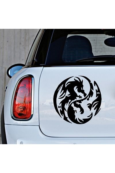 New Jargon Autocolant cu pictogramă Dragon negru de 45 cm - Lipire pe două fețe