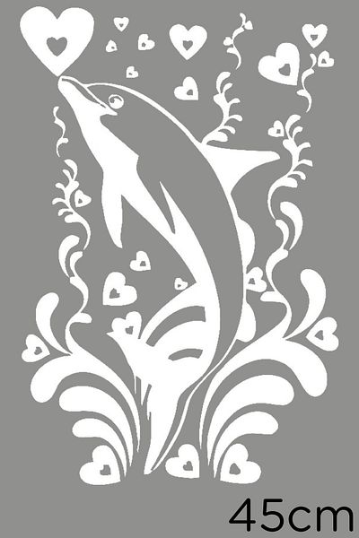 New Jargon Flower Hearts And Dolphin Sticker Paste 45cm - White