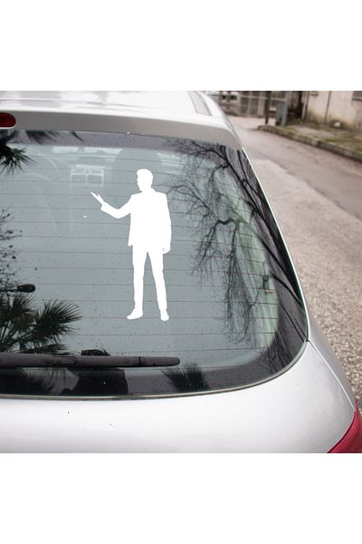 New Jargon Autocolant Bărbat în picioare în aer 35cm - Alb