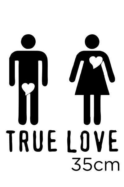 New Jargon Autocolant Love Sense Of Woman And Man 35cm - Negru