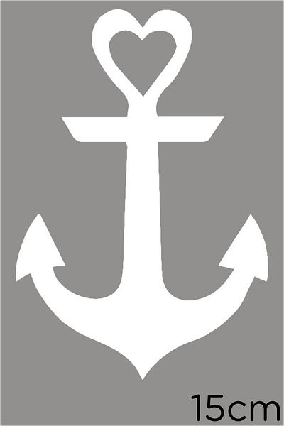 New Jargon Autocolant cu icoană inimă și ancoră de mare 15 cm - alb