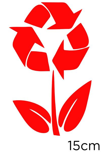 New Jargon Recycle Icon And Flower Sticker Paste 15cm - Red