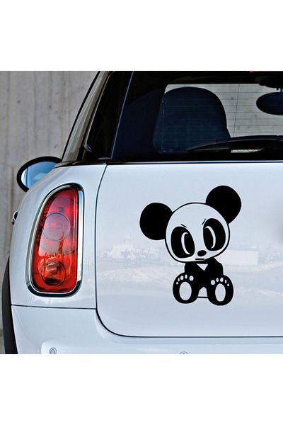 New Jargon Autocolant Cute Panda Cub 35cm pentru Vehicul și Perete - Negru