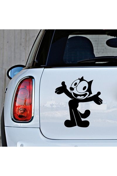 New Jargon Autocolant pentru mașină cu mâinile deschise Cute Looking Cat Vehicle 35cm - Negru