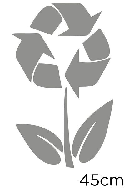 New Jargon Recycle Icon And Flower Sticker Paste 45cm - Gray