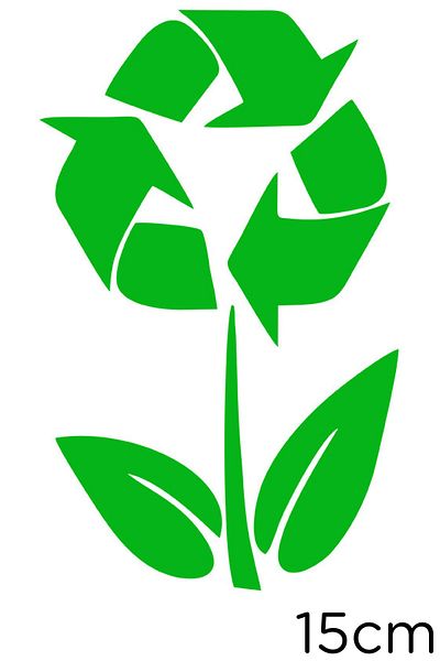 New Jargon Recycle Icon And Flower Sticker Paste 15cm - Green