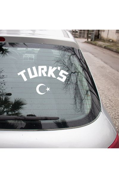 MIGNATIS Turk's Writing Moon Star Sticker Past pentru Vehicul și Perete 45 Cm - Alb