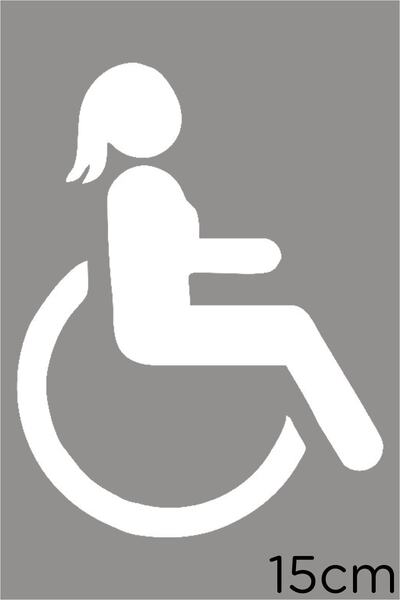 New Jargon Disabled Car and Disabled Woman Vehicle Sign Sticker 15cm - White