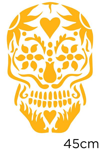 New Jargon Skull Sticker Created with Flower Motifs 45cm - Yellow