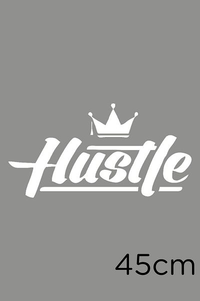 New Jargon Hustle Text King Crown Lipire Autocolant pentru Vehicul și Perete 45cm - Alb