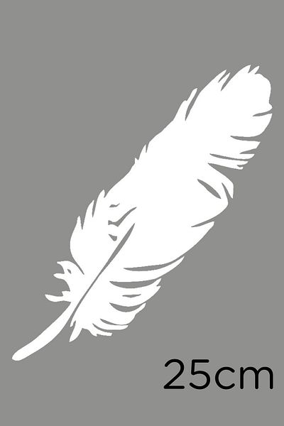 New Jargon Lateral Horizontal One Feather Etichetă Autocolant Lipire 25cm - Alb