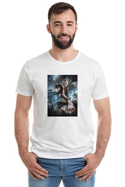 QIVI Tomb Raider Lara Croft με στάμπα λευκό ανδρικό πλεκτό μπλουζάκι T-shirt T-shirt T-shirt