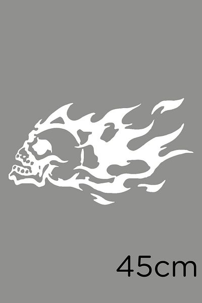New Jargon Autocolant Burning Atev Skull Sticking 45cm - Alb