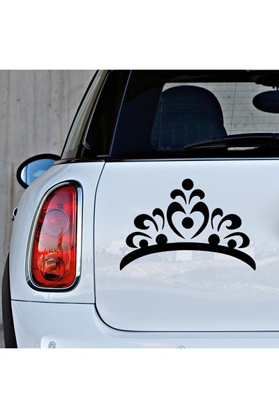 New Jargon Flower Pattern Shaped Princess Crown Sticker Paste 45cm - Black