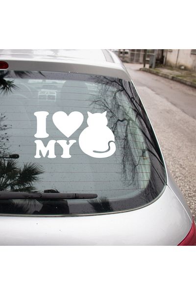 New Jargon Autocolant I Love My Pet Cat Lipire 45cm - Alb